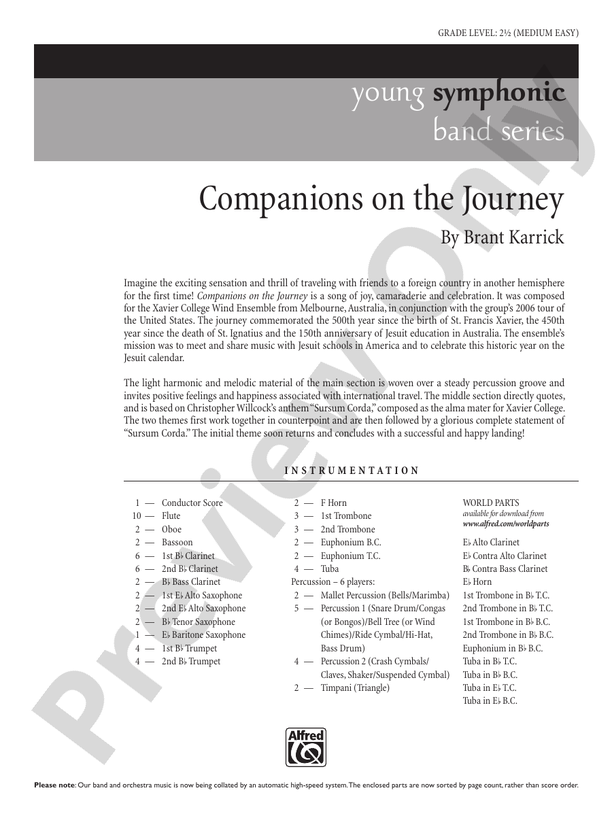 Companions on the Journey - Concert Band Conductor Score & Parts (Digital Download)