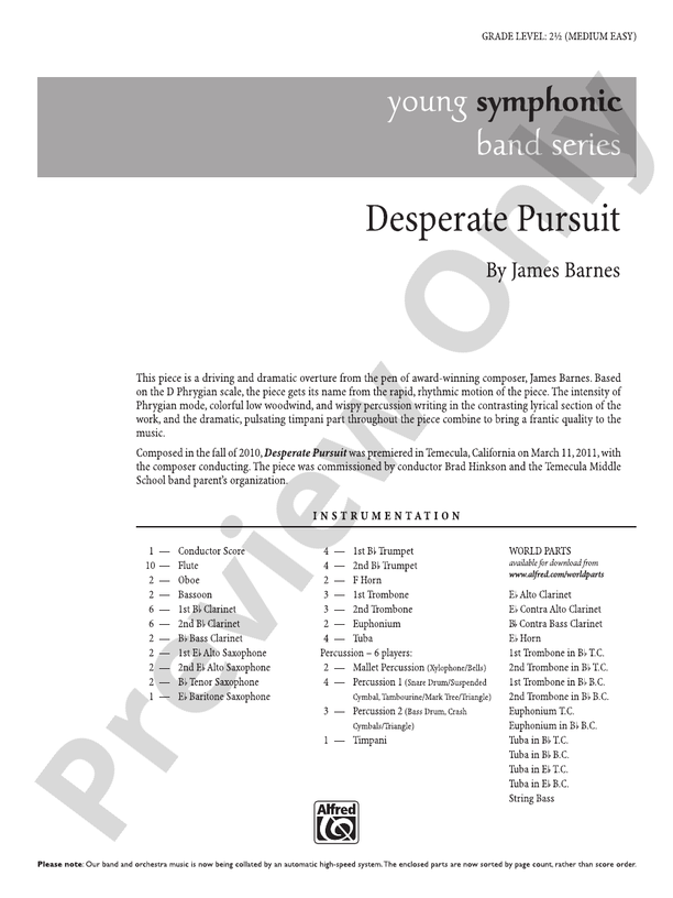 Desperate Pursuit - Concert Band Conductor Score & Parts (Digital Download)