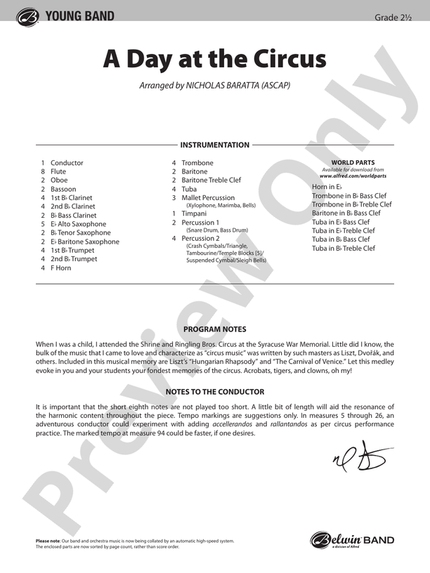A Day at the Circus - Concert Band Conductor Score & Parts (Digital Download)