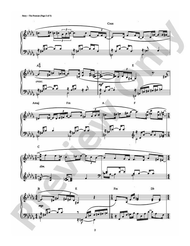 Story - The Promise - Piano (Digital Download)