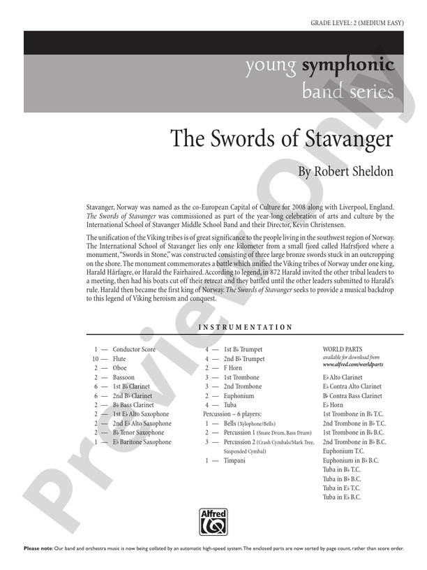 The Swords of Stavanger - Concert Band Conductor Score & Parts (Digital Download)