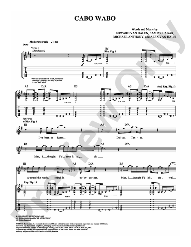 Cabo Wabo - Guitar TAB (Digital Download)