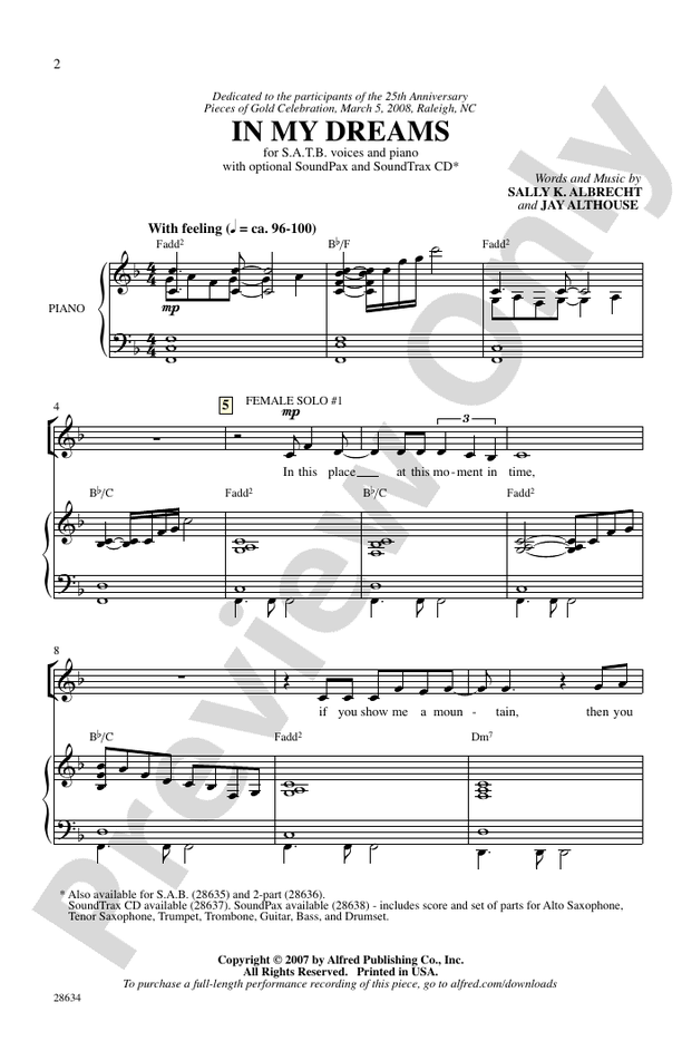 In My Dreams – SATB Choral Octavo (Digital Download)