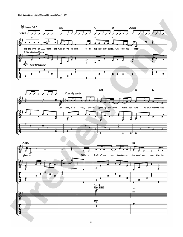 The Wreck of the Edmund Fitzgerald - Guitar TAB (Digital Download)