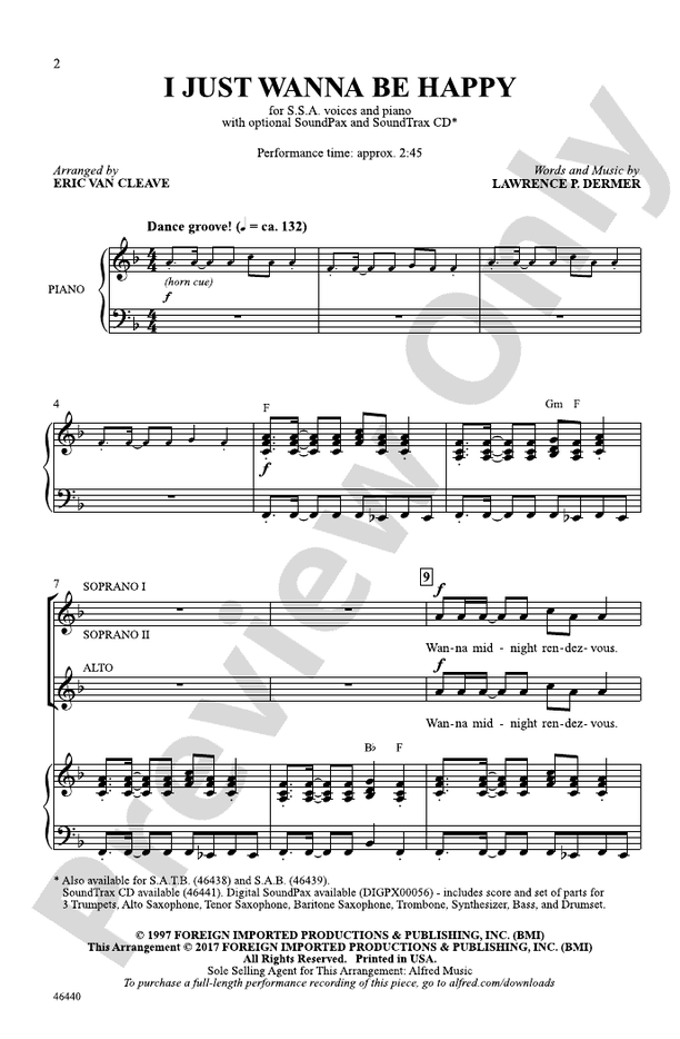 I Just Wanna Be Happy – SSA Choral Octavo (Digital Download)