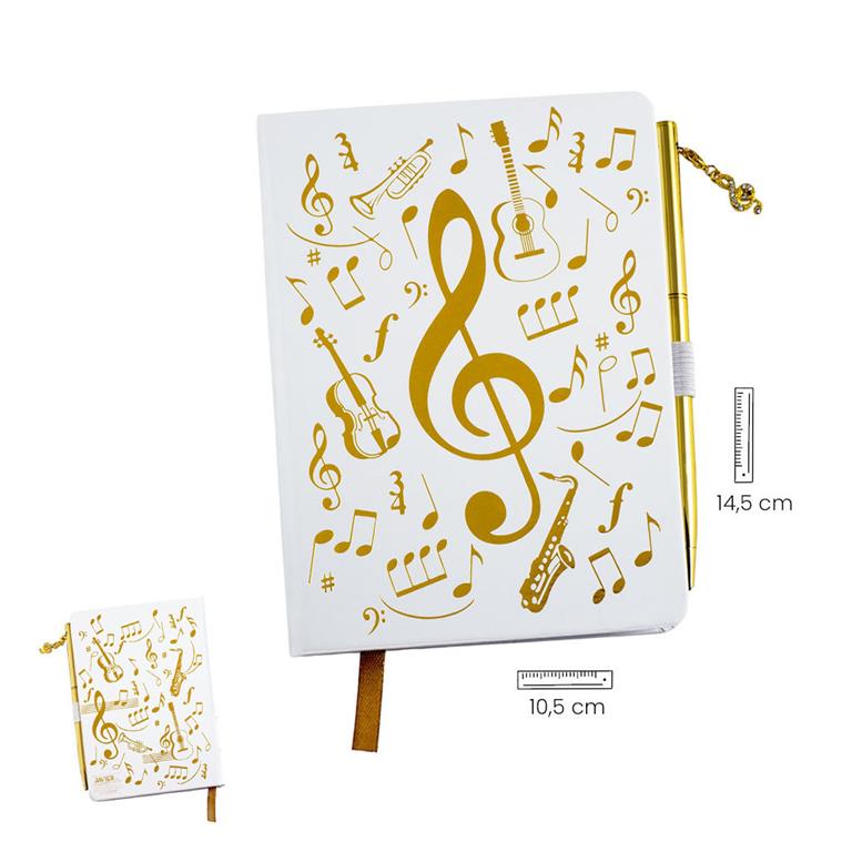 A6 Gold Foiled Musical Notebook w/ Gold Pen