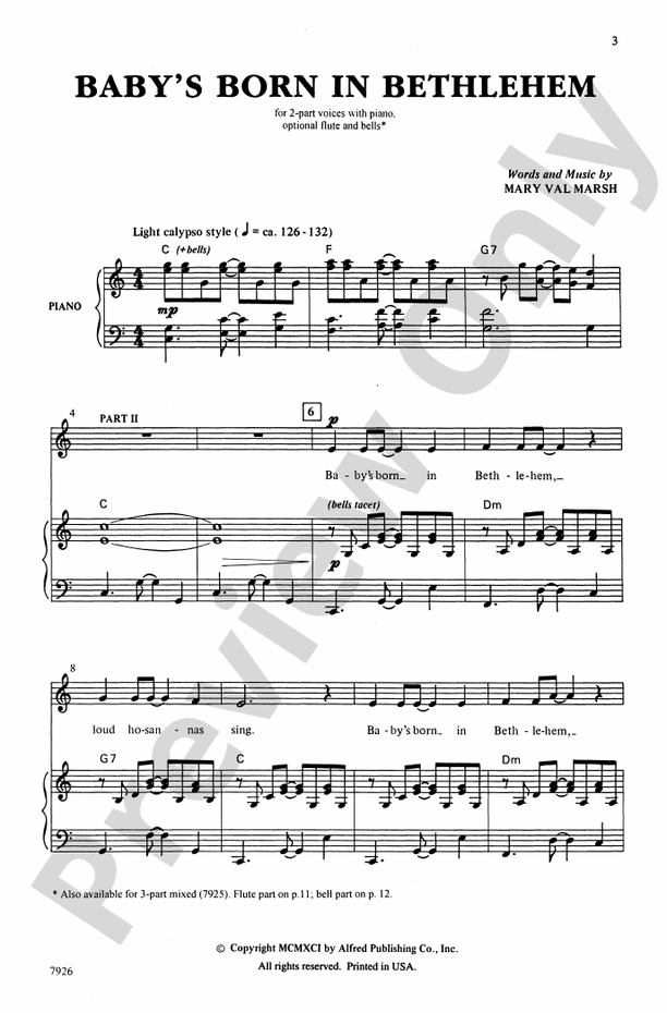 Baby's Born in Bethlehem – 2-Part Choral Octavo (Digital Download)