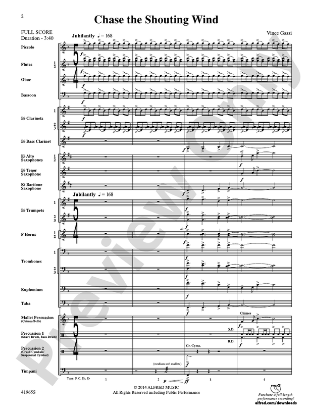 Chase the Shouting Wind - Concert Band Conductor Score & Parts (Digital Download)