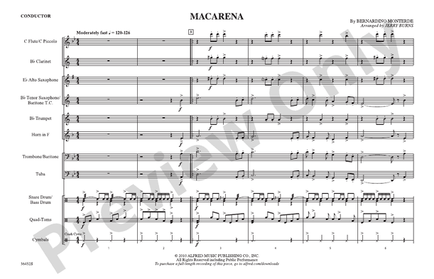 Macarena – Marching Band Conductor Score & Parts (Digital Download)