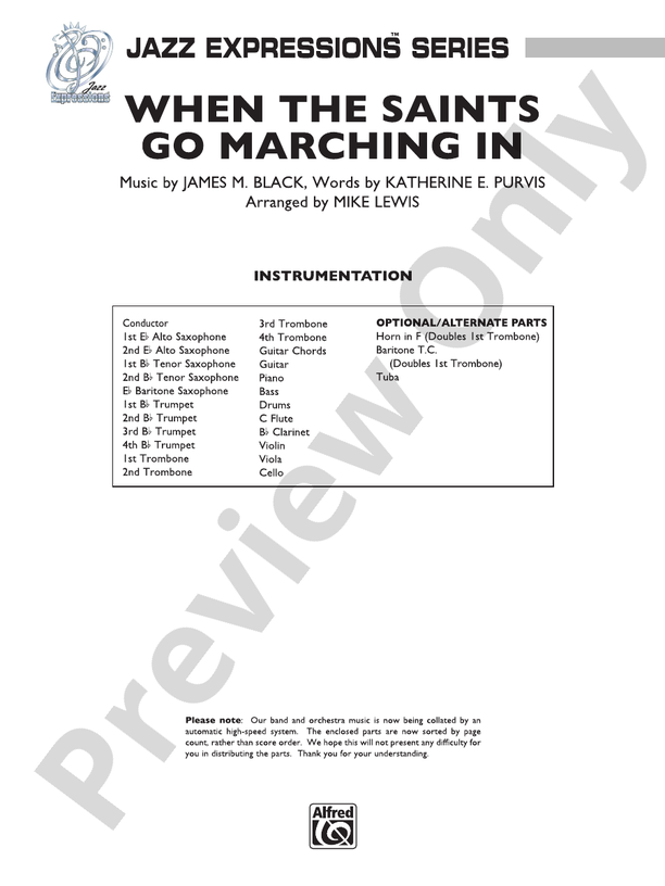 When the Saints Go Marching In - Jazz Ensemble Conductor Score & Parts (Digital Download)