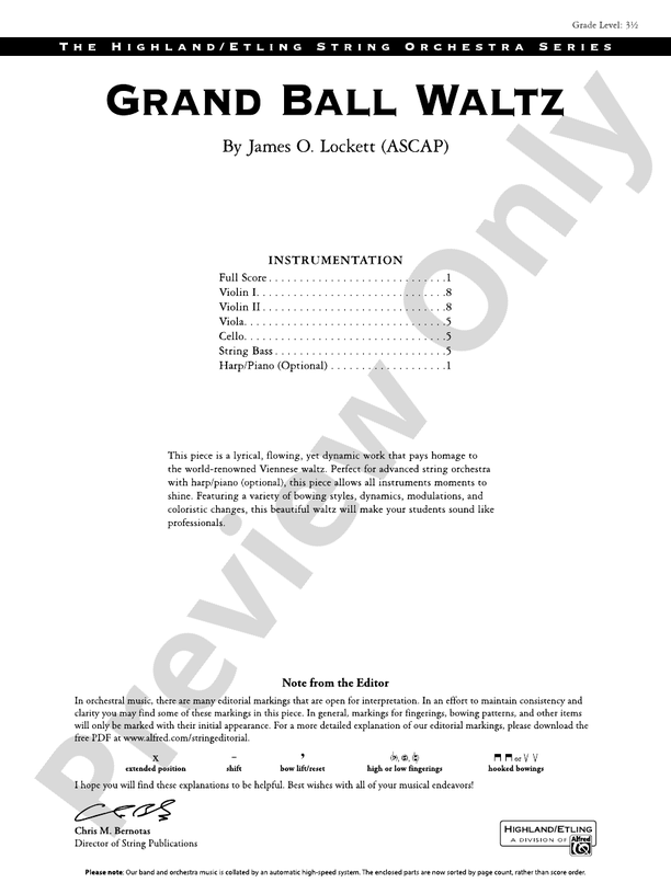 Grand Ball Waltz - String Orchestra Conductor Score & Parts (Digital Download)