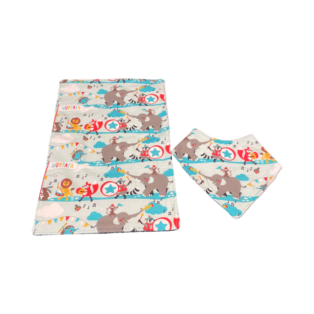 Baby Bib and Burp Cloth Animal Parade
