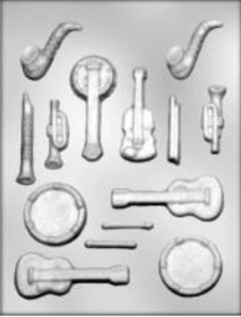 Plastic Chocolate Mould Instrument Shapes of Saxophone Banjo Clarinet Trumpet Violin Guitar Drum and Drum Sticks