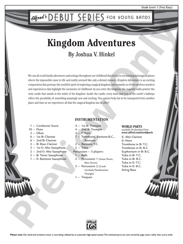 Kingdom Adventures - Concert Band Conductor Score & Parts (Digital Download)