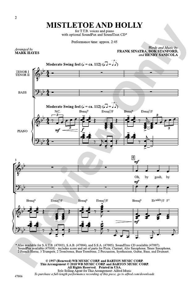 Mistletoe and Holly – TTB Choral Octavo (Digital Download)