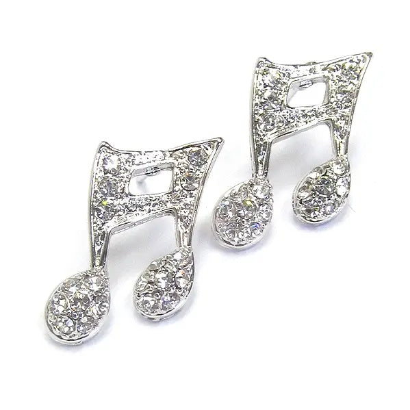 Stud Crystal Earrings Curved Semiquavers