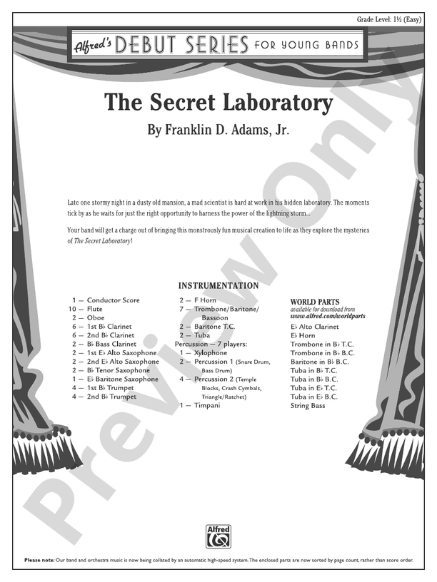 The Secret Laboratory - Concert Band Conductor Score & Parts (Digital Download)