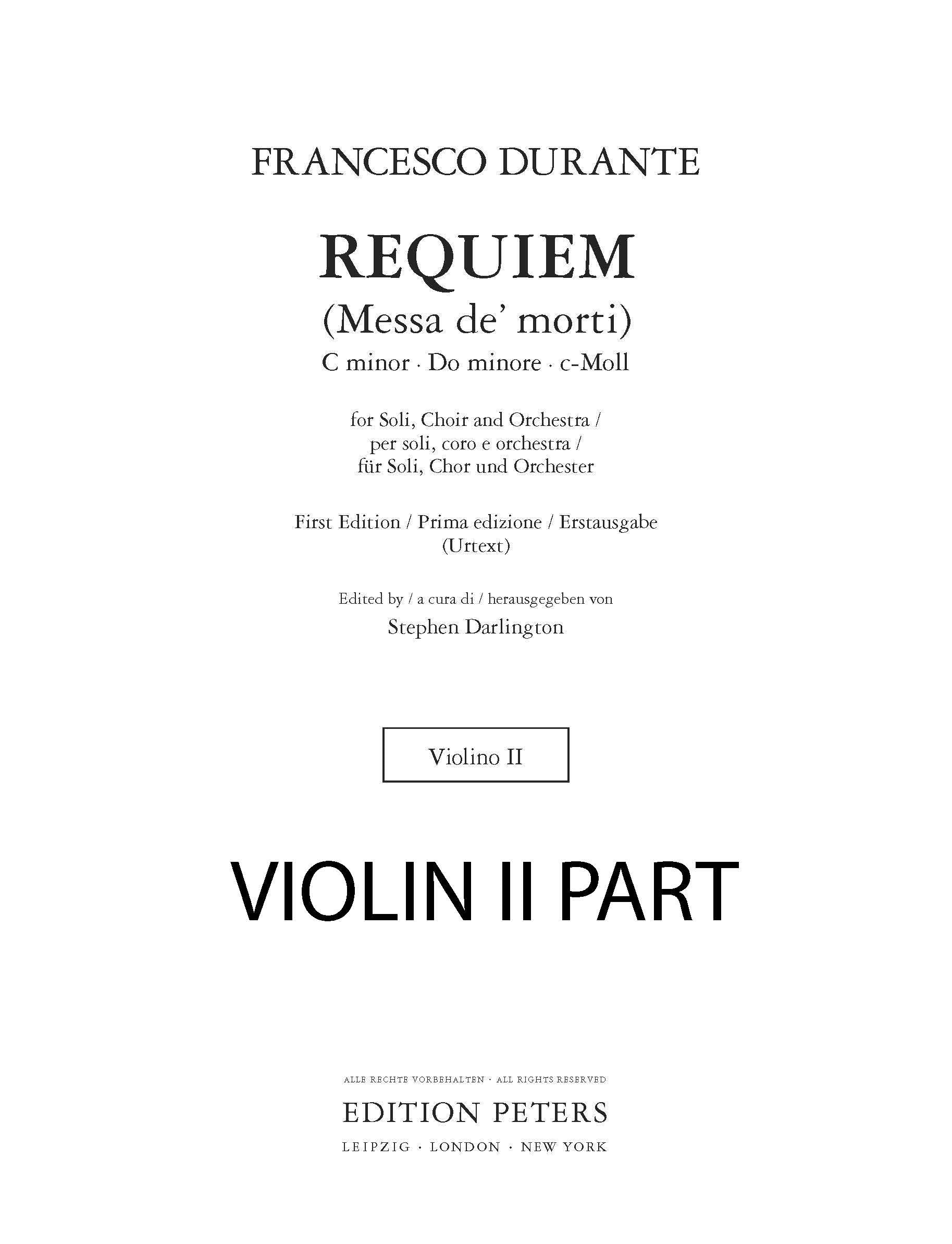 Durante - Requiem (Messa de' morti) (EP73044) - Violin 2 (Digital Download)