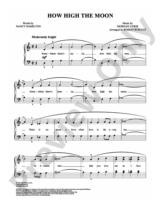How High the Moon - Arr. Robert Schultz - Easy Piano (Digital Download)