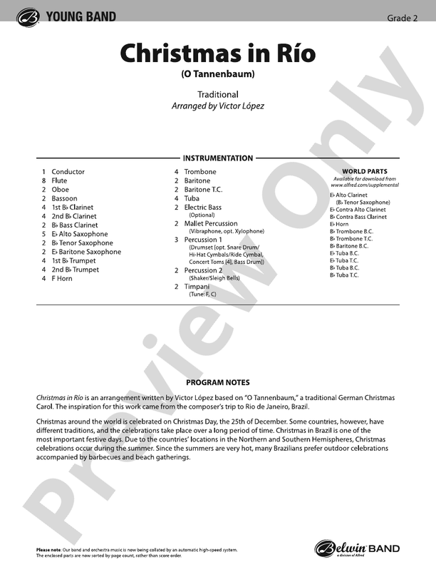Christmas in Rio - Concert Band Conductor Score & Parts(Digital Download)