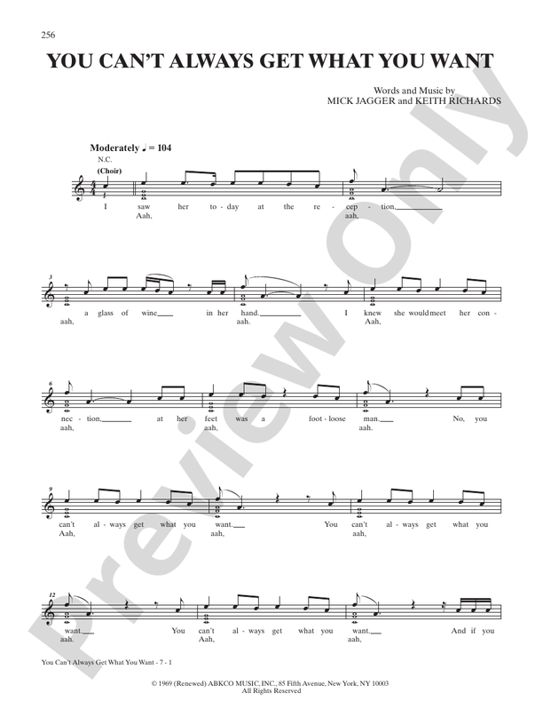 You Can't Always Get What You Want - Interm./Easy Guitar TAB (Digital Download)