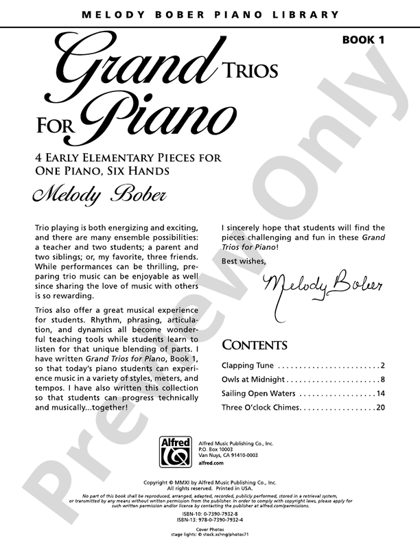 Grand Trios for Piano, Book 1: 4 Early Elementary Pieces for One Piano, Six Hands (Digital Download)