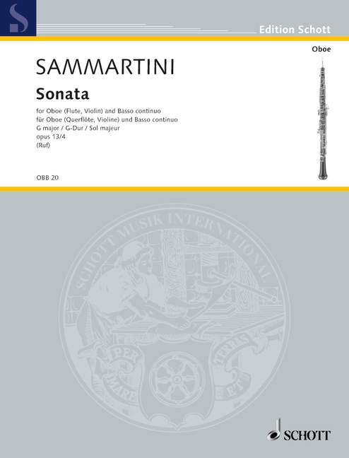 Sammartini - Sonata in Gmaj - Oboe/Piano Accompaniment Schott OBB20