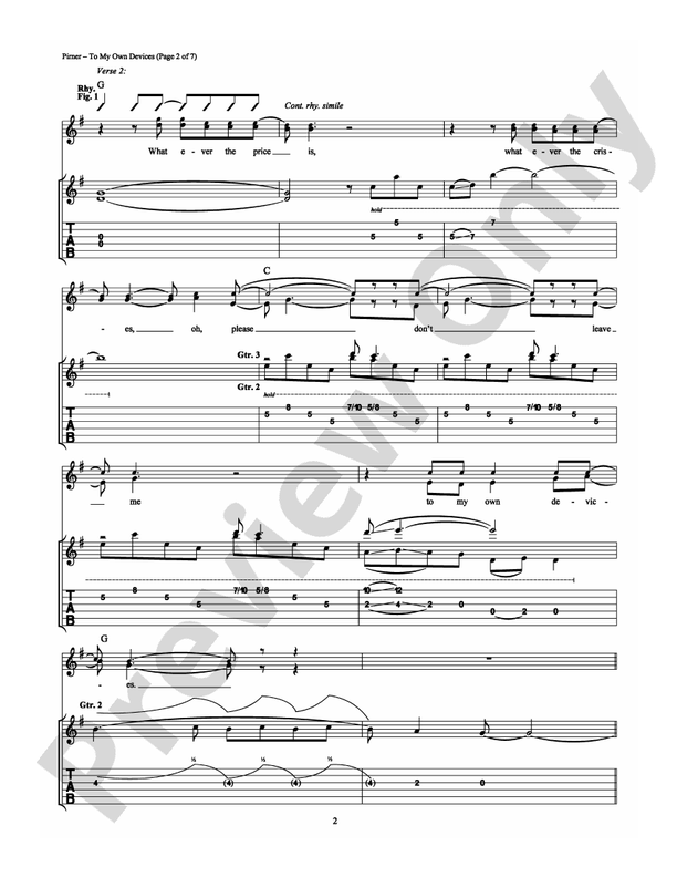 To My Own Devices - Guitar TAB (Digital Download)
