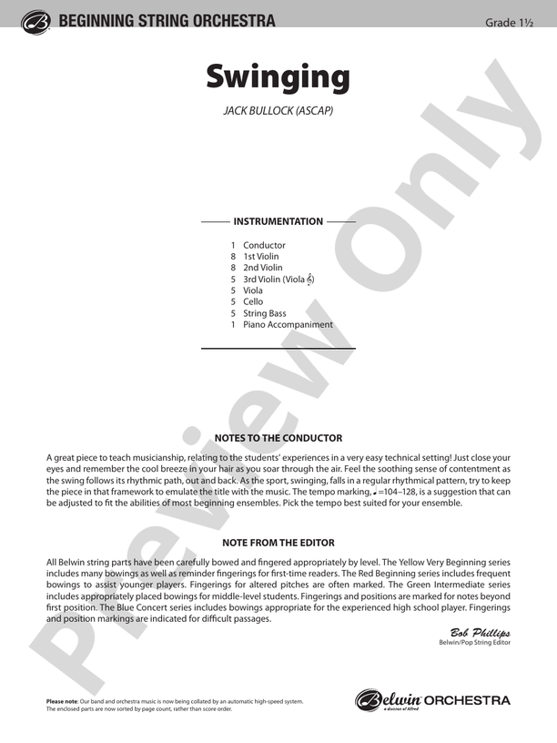 Swinging – String Orchestra Conductor Score & Parts (Digital Download)