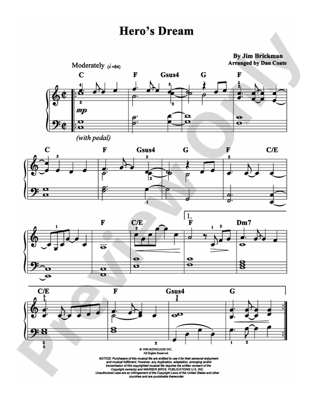 Hero's Dream - Arr. Dan Coates - Easy Piano (Digital Download)
