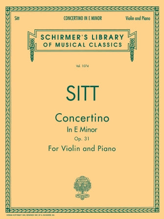 Sitt - Concertiono Op31 - Violin/Piano Accompaniment Schirmer 50257650