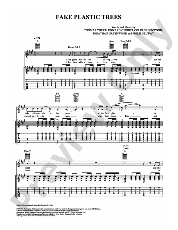 Fake Plastic Trees - Guitar TAB (Digital Download)