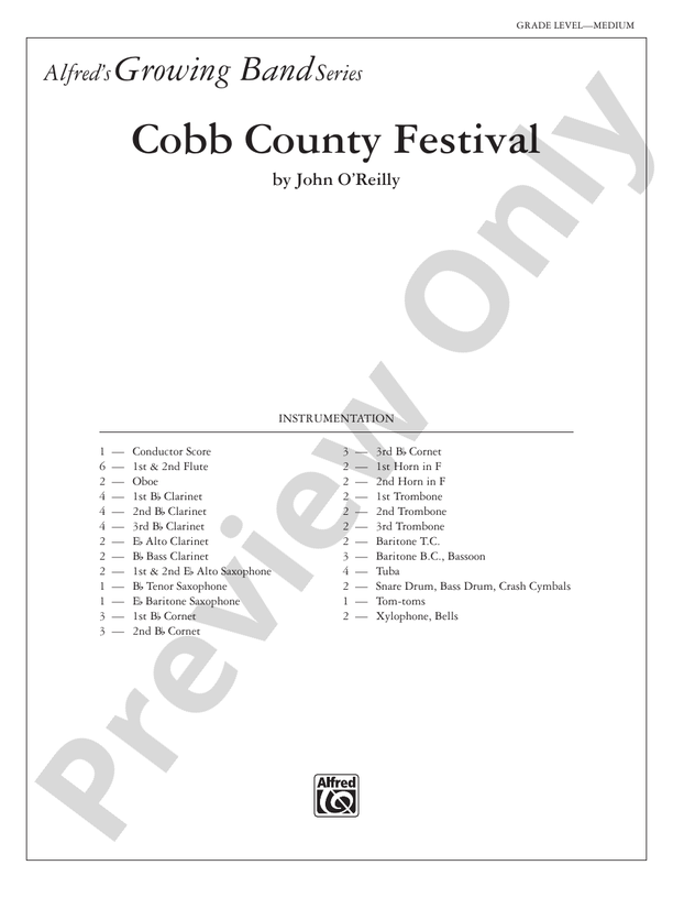 Cobb County Festival - Concert Band Conductor Score & Parts (Digital Download)