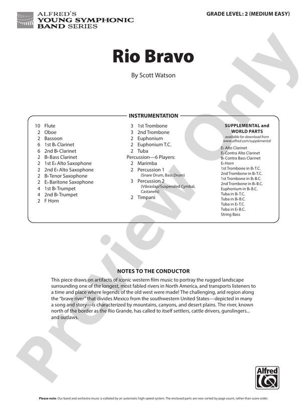Rio Bravo - Concert Band Conductor Score & Parts (Digital Download)