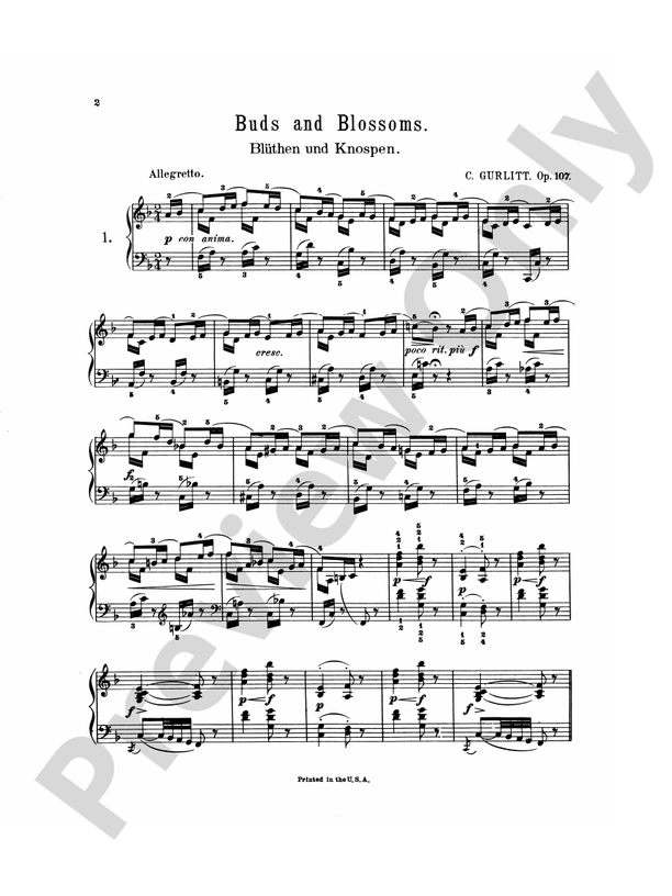 Gurlitt - Buds and Blossoms, Op. 107 - Piano Solo (Digital Download)