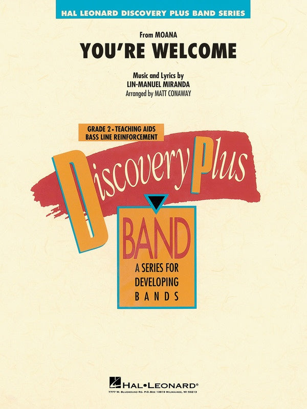 Youre Welcome (From Moana) Concert Band 2 Score/Parts - Lin-Manuel Miranda - Matt Conaway - Hal Leonard -
