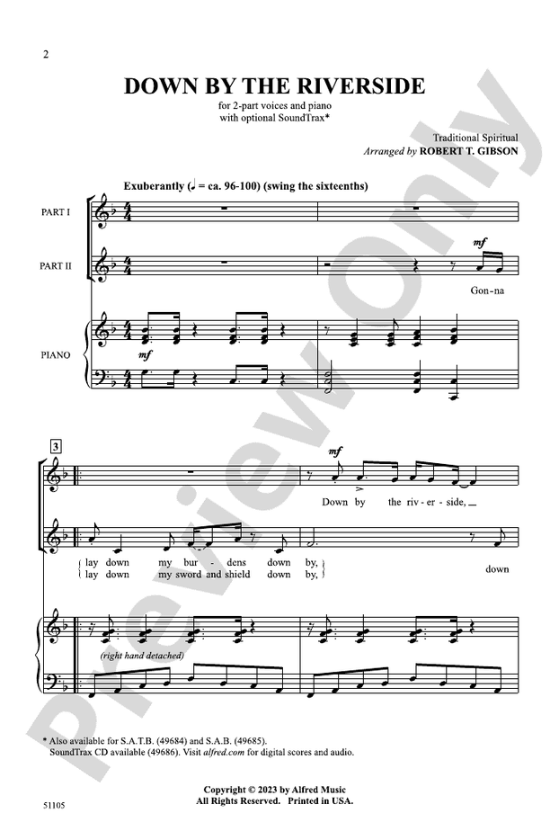 Down by the Riverside - 2 Part Treble Choral Octavo (Digital Download)
