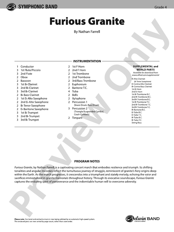 Furious Granite - Concert Band Conductor Score & Parts(Digital Download)
