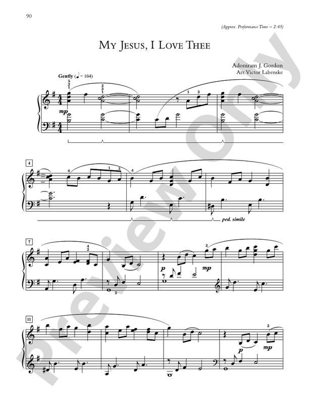 My Jesus, I Love Thee (Arr. Victor Labenske) - Piano Solo (Digital Download)