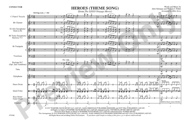 Heroes (Theme Song) – Marching Band Conductor Score & Parts (Digital Download)