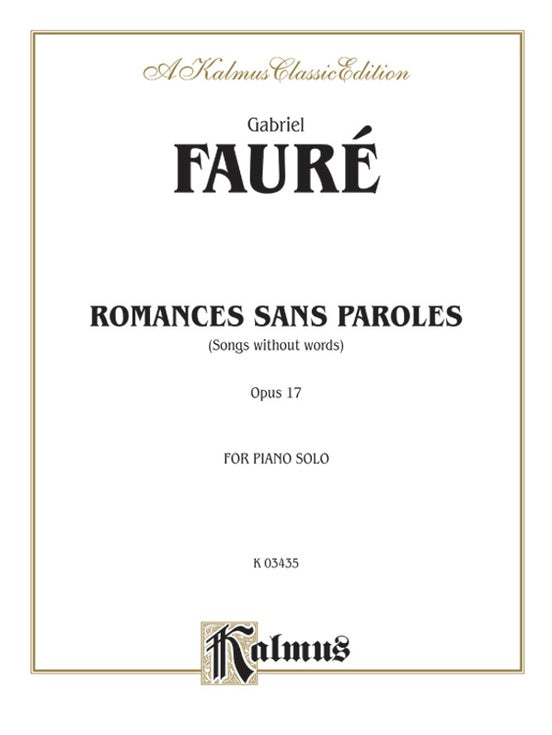 Faure - Romance sans Paroles - Piano Solo (Digital Download)