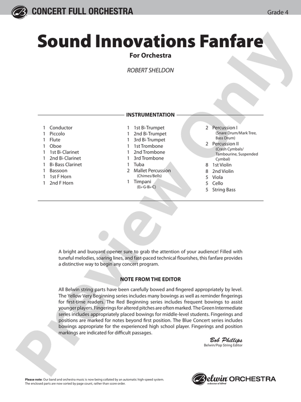 Sound Innovations Fanfare – Full Orchestra Conductor Score & Parts (Digital Download)