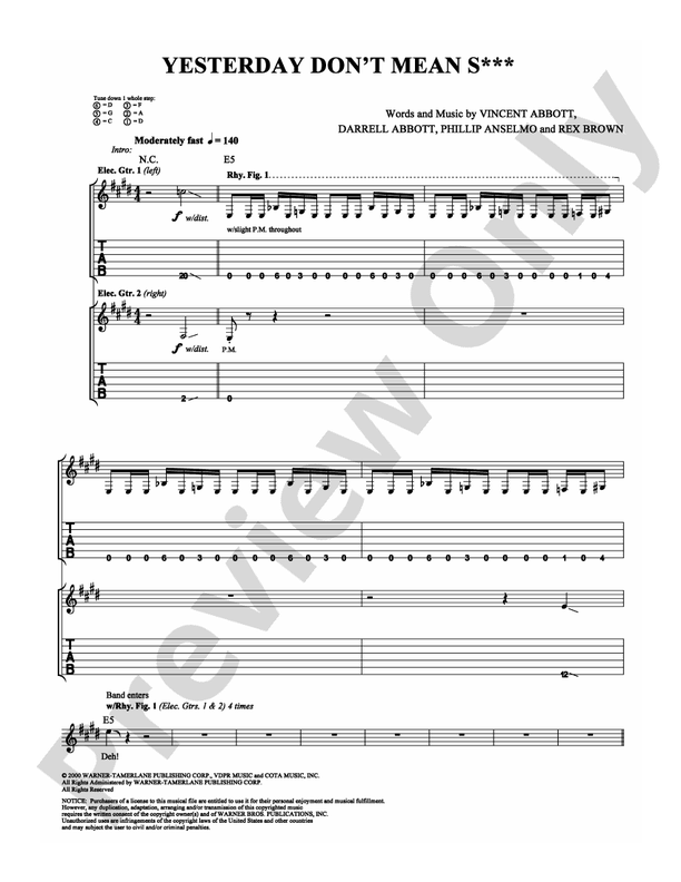 Yesterday Don't Mean S*** - Guitar TAB (Digital Download)
