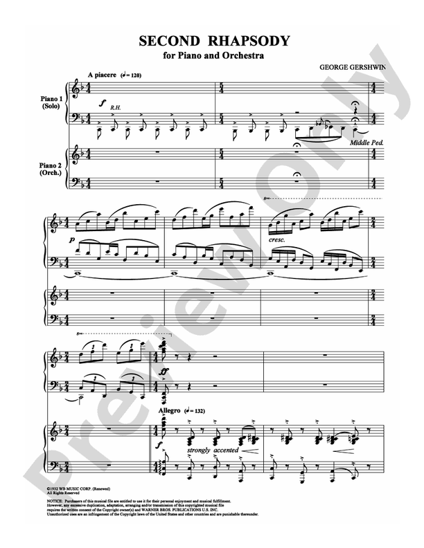Second Rhapsody - 2 Pianos, 4 Hands (Digital Download)