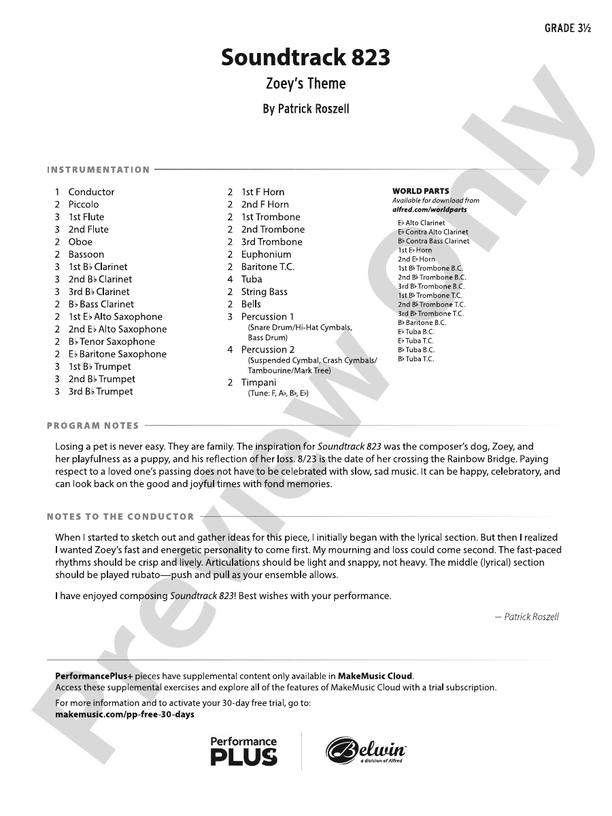 Soundtrack 823 – Concert Band Conductor Score & Parts (Digital Download)