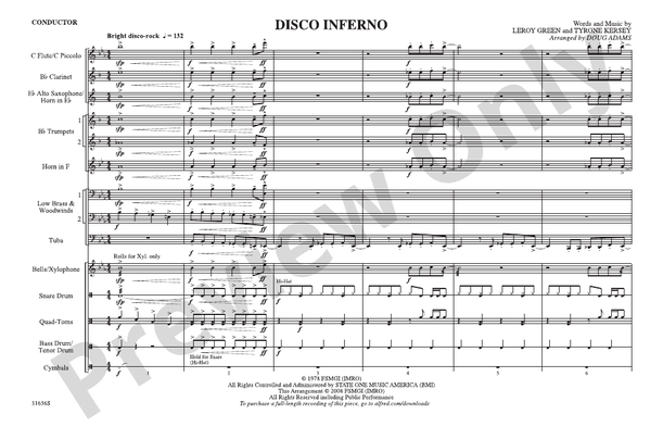 Disco Inferno – Marching Band Conductor Score & Parts (Digital Download)