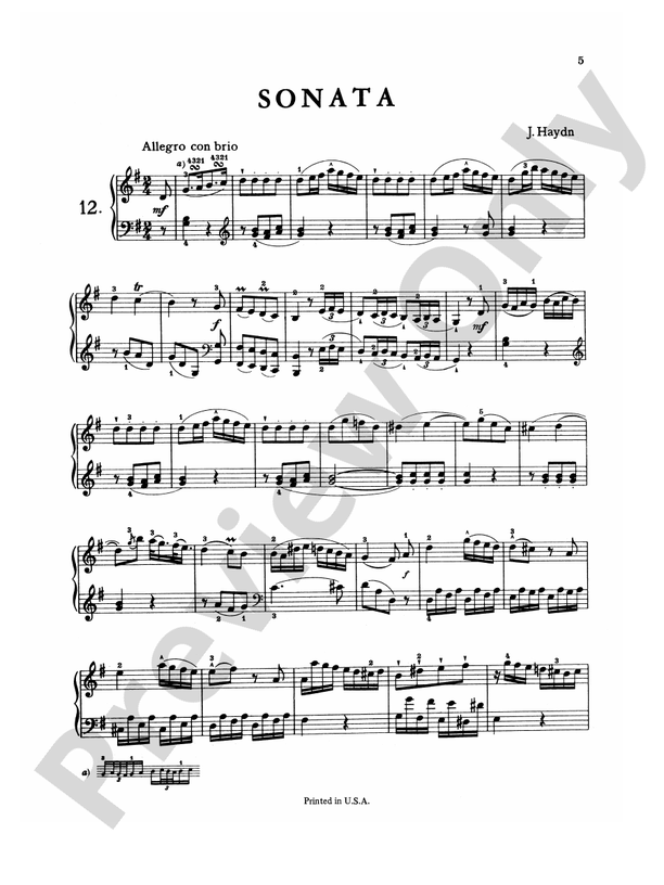 Haydn - Sonatas (Volume II) - Piano Solo (Digital Download)