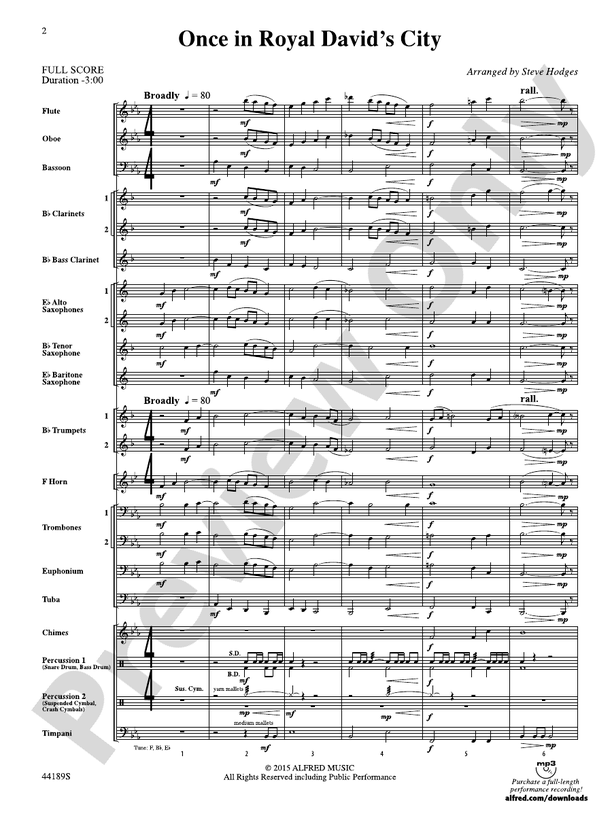 Once in Royal David's City - Concert Band Conductor Score & Parts (Digital Download)