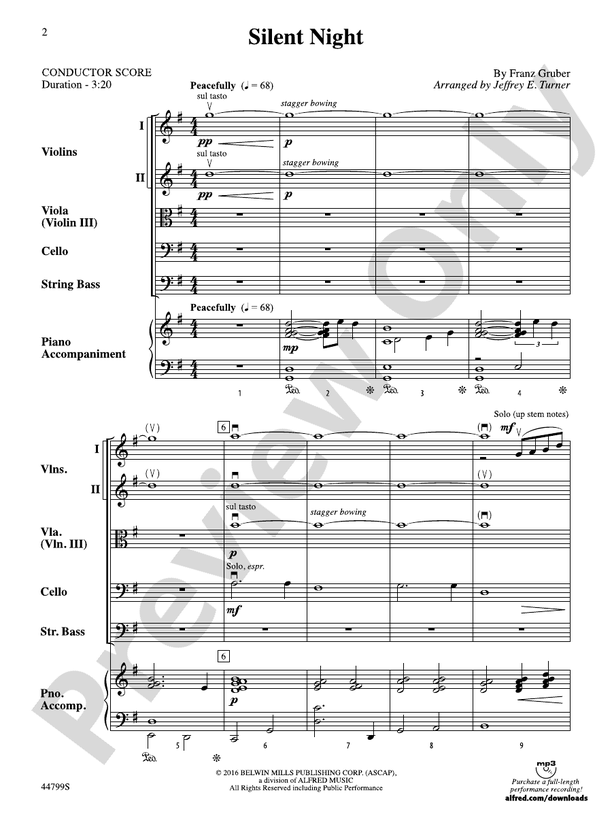 Silent Night - String Orchestra Conductor Score & Parts (Digital Download)
