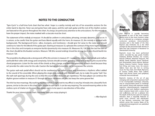 Spin Cycle – Jazz Ensemble Conductor Score & Parts (Digital Download)